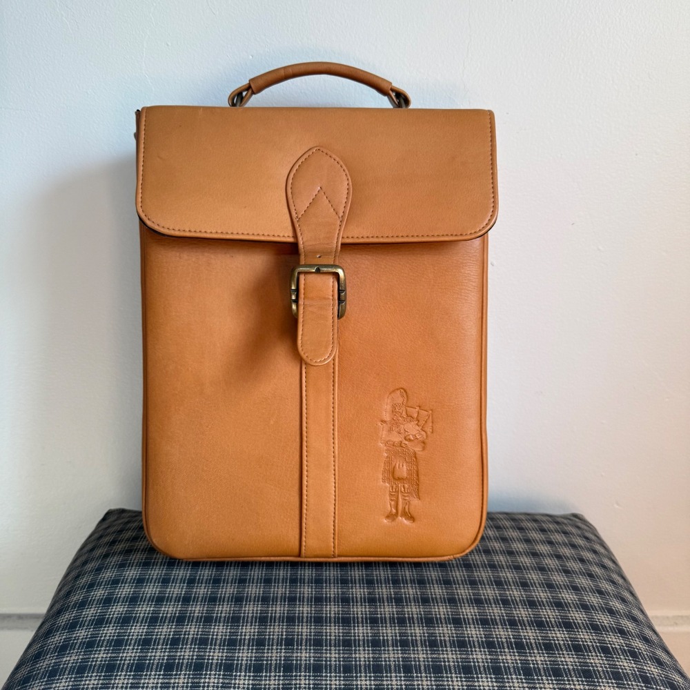 Winston Collection Leather Two Bottle Wine Carrier Bag Size OS Tan Brown